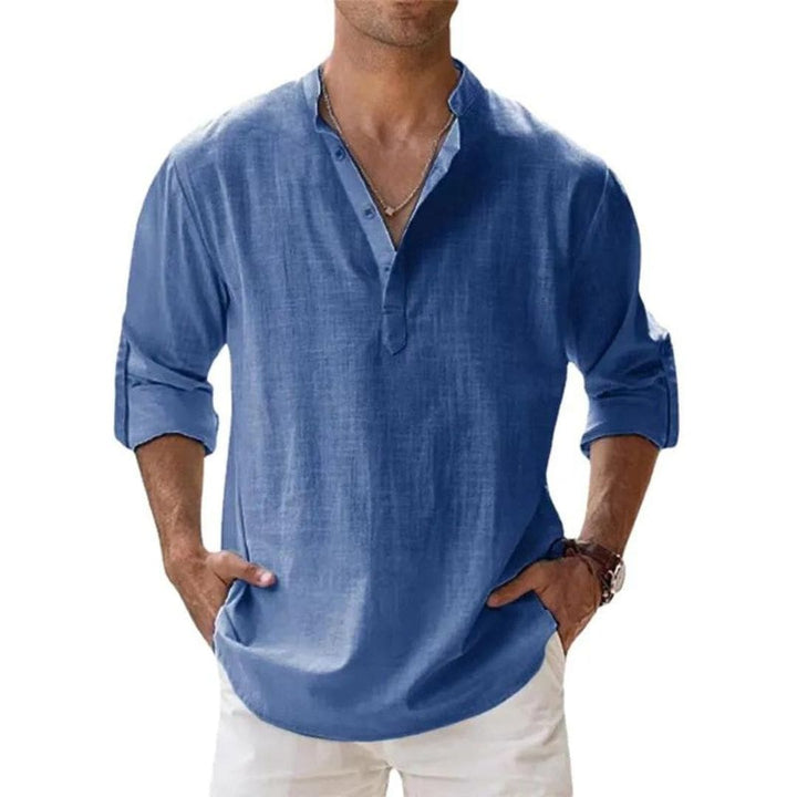 Camisa-linho-masculino-azul