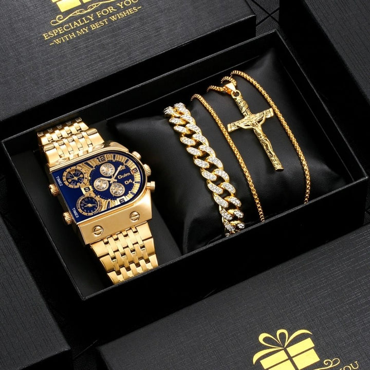Kit-presente-relógio-masculino-pulseira-e-colar-presente-de-luxo