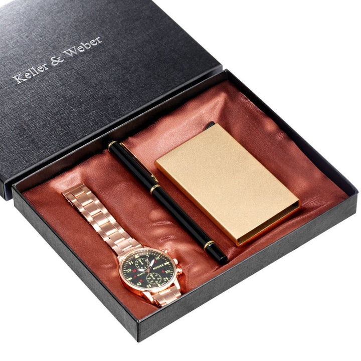 kit-Presente-Relógio-Caneta-Porta-Cartão-relógio-dourado