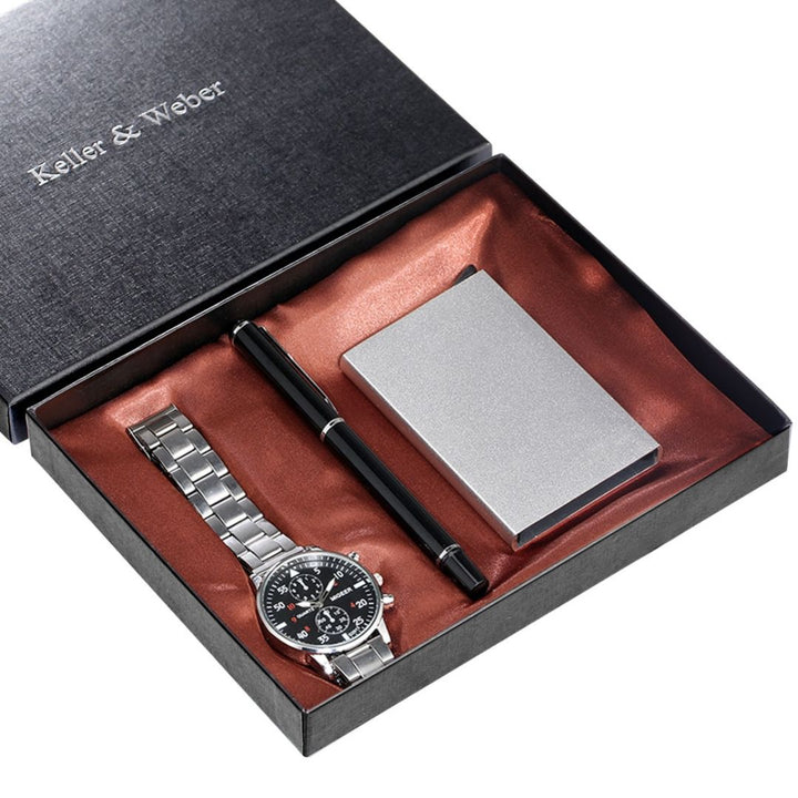 kit-Presente-Relógio-Caneta-Porta-Cartão-relógio-prata